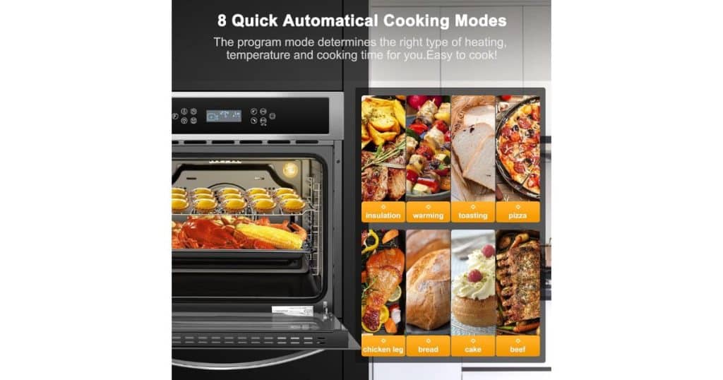 Amzchef Single Wall Oven 24 Built In Electric Ovens With 11 Functions 8 Automatic Recipes 2800w 240v 2.5cu.f Convection Wall Oven In Stainless Steel Touch Control Timer Safety Lock 5